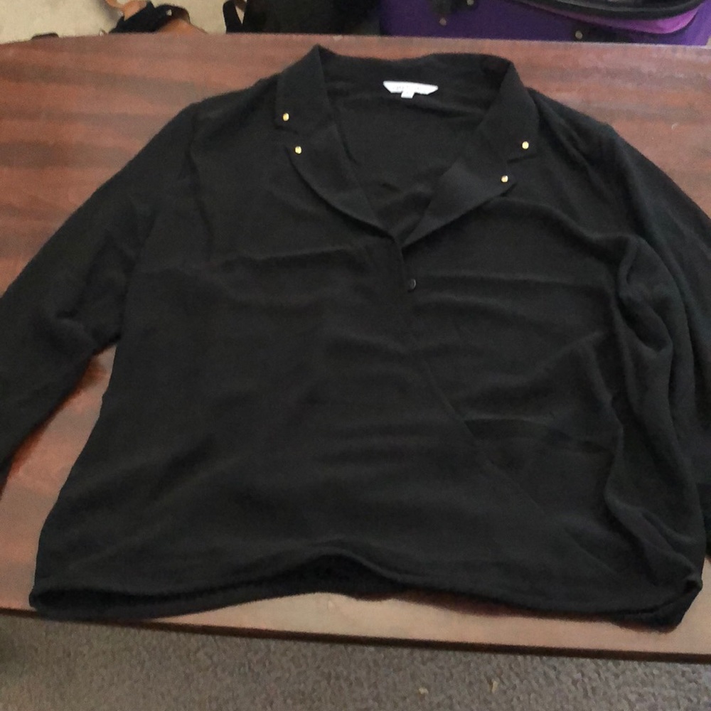 Black, cross front, sheer shirt
